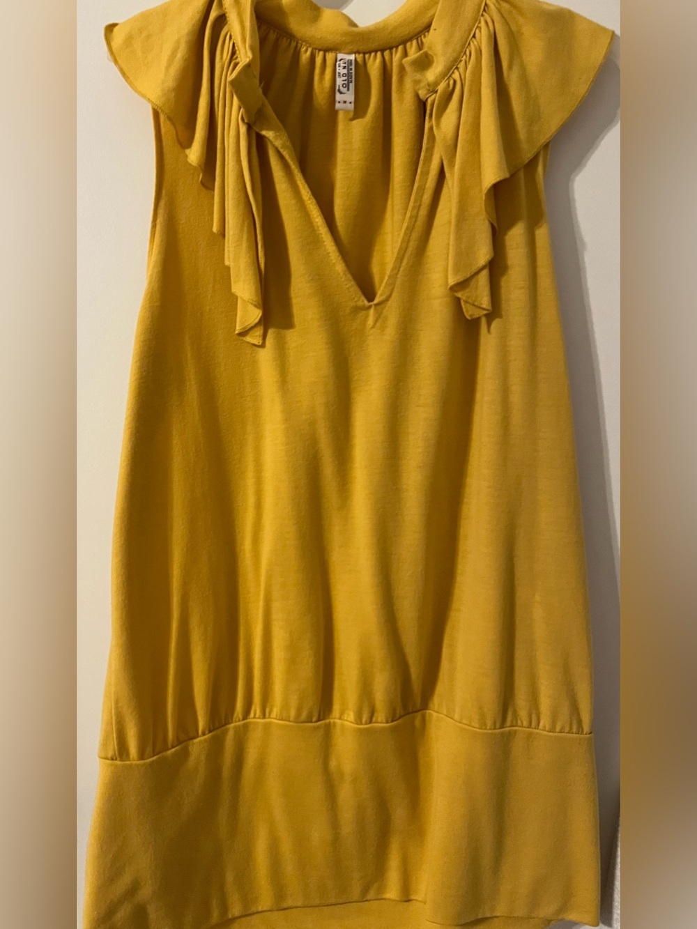 Old Navy Mustard Yellow Ruffle V-Neck Tank